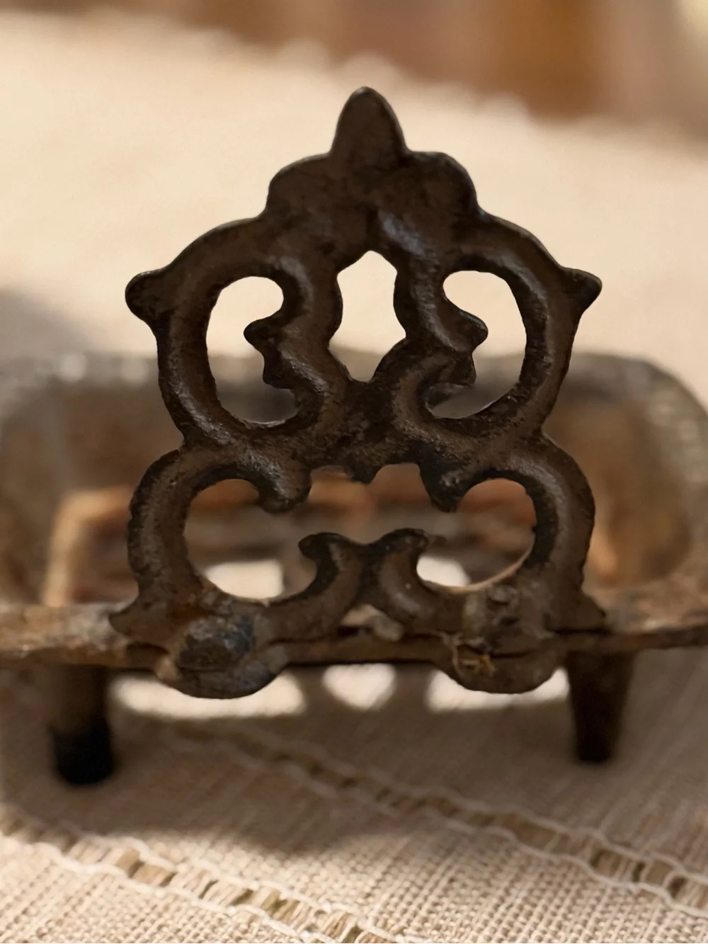 Vintage and Rustic Cast Iron Soap Dish - Brown Finish